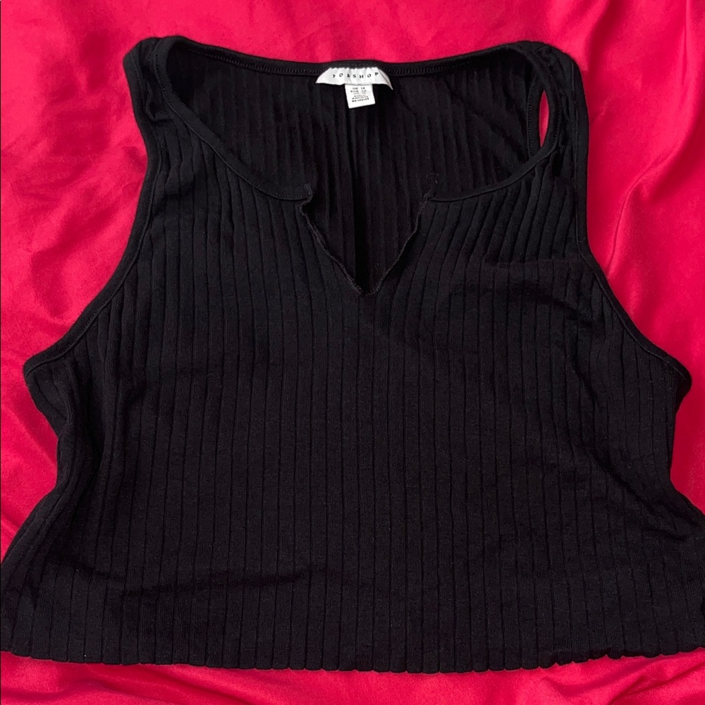 Topshop Black Ribbed Tank Top